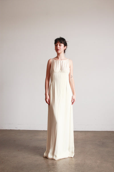 1960s Ivory Crepe Longline Gown