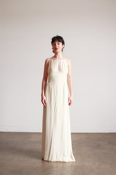 1960s Ivory Crepe Longline Gown