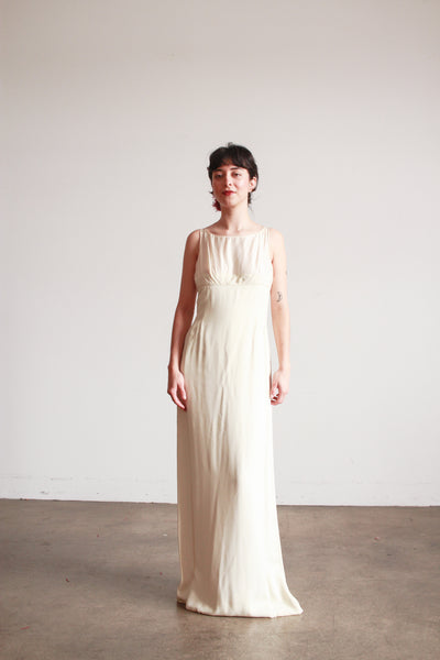1960s Ivory Crepe Longline Gown