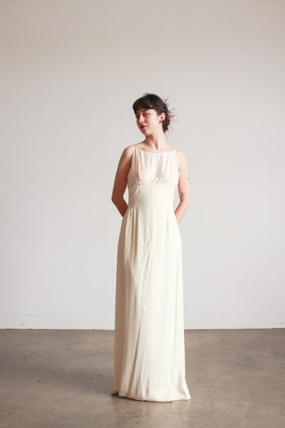 1960s Ivory Crepe Longline Gown