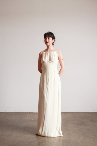 1960s Ivory Crepe Longline Gown