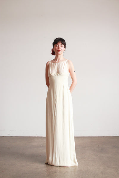 1960s Ivory Crepe Longline Gown