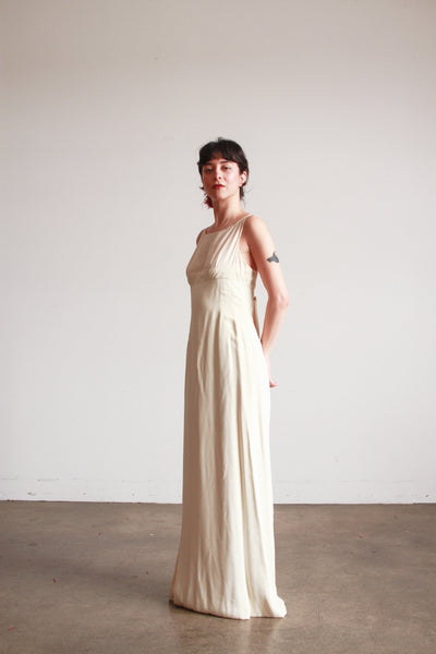 1960s Ivory Crepe Longline Gown