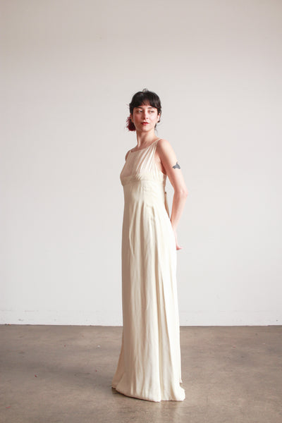 1960s Ivory Crepe Longline Gown