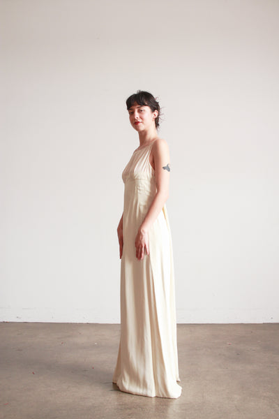 1960s Ivory Crepe Longline Gown