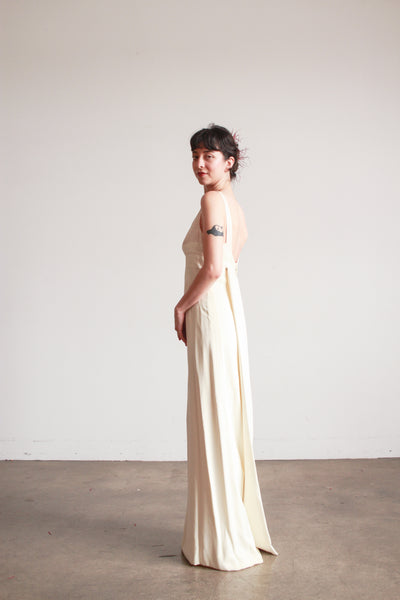 1960s Ivory Crepe Longline Gown