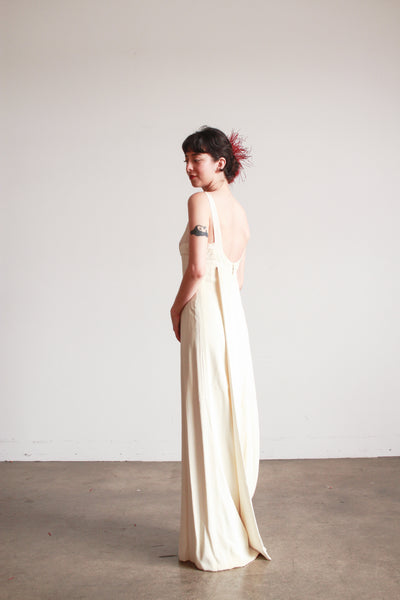 1960s Ivory Crepe Longline Gown