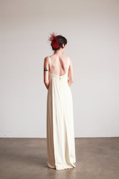 1960s Ivory Crepe Longline Gown