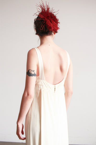 1960s Ivory Crepe Longline Gown
