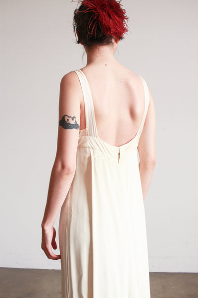 1960s Ivory Crepe Longline Gown