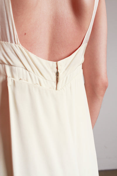 1960s Ivory Crepe Longline Gown