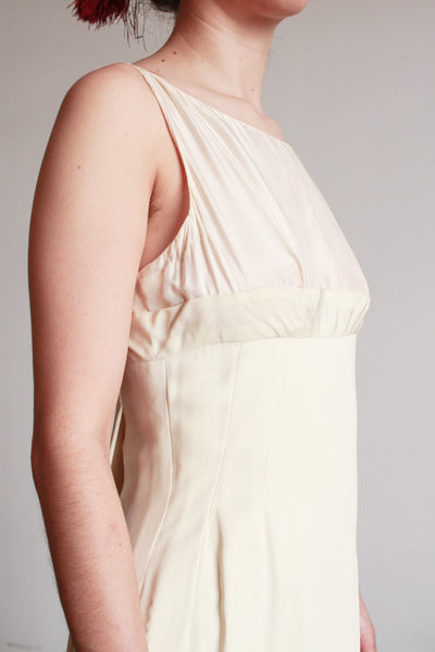 1960s Ivory Crepe Longline Gown
