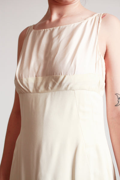 1960s Ivory Crepe Longline Gown