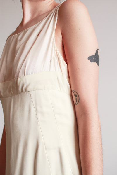 1960s Ivory Crepe Longline Gown