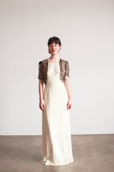 1930s Black Net Lace Sequin Bolero