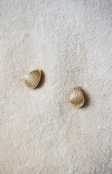 1980s Textured Gold Plated Drop Earrings