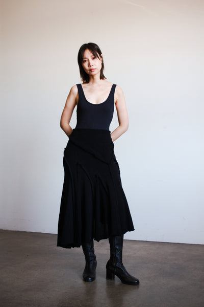 1990s Comme des Garçon Black Wool Knit Skirt Set