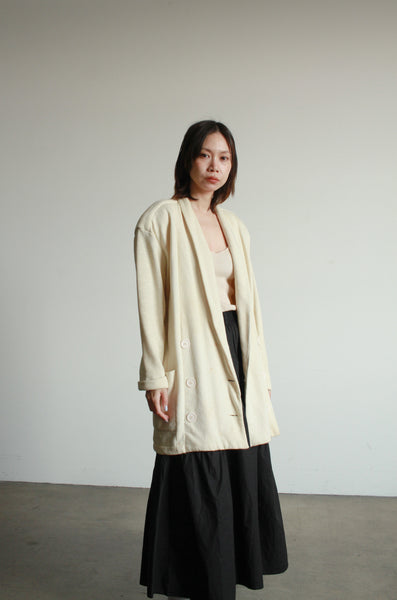 1980s Norma Kamali Cream Cotton Knit Sweater