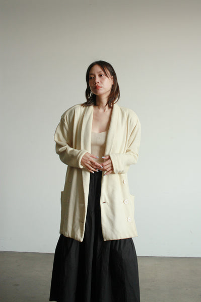 1980s Norma Kamali Cream Cotton Knit Sweater