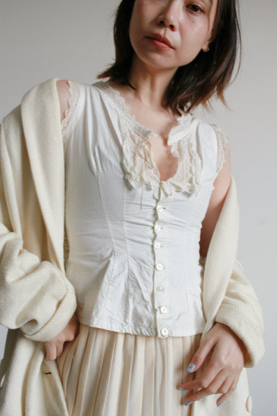 Antique Victorian White Cotton Lace Corset Cover