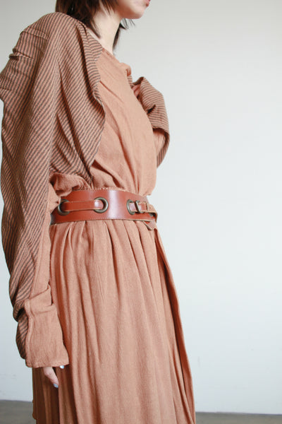 1970s Laise Adzer Clay Cotton Knit Skirt Set