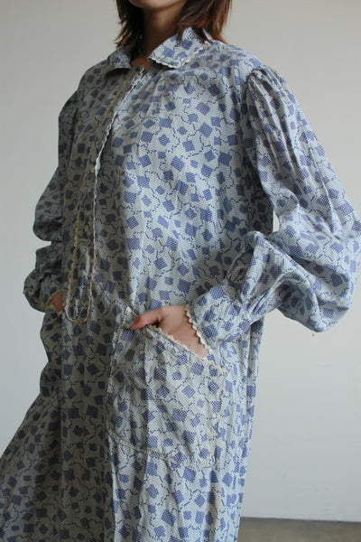 Antique Calico Print Cotton Nightgown Dress