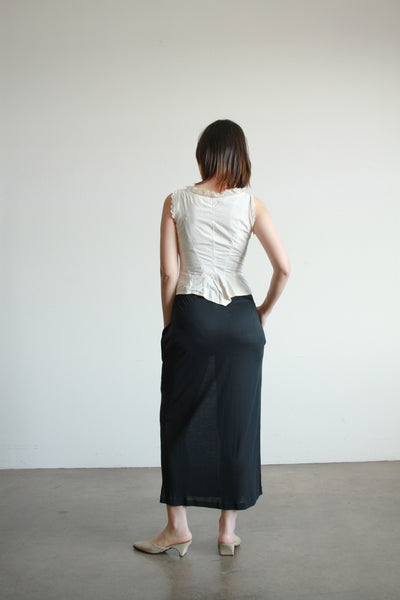 1990s Yohji Yamamoto Black Rayon Tube Skirt