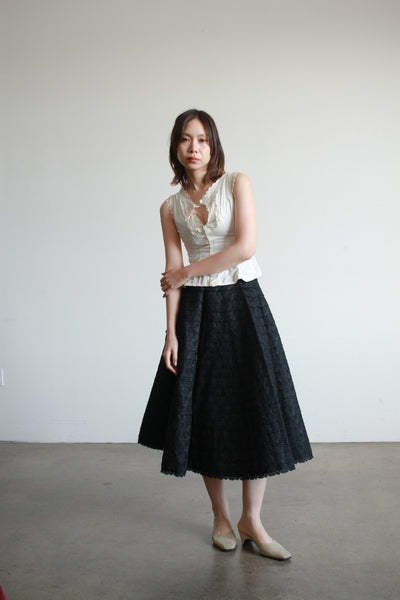 1950s Black Taffeta Aline Skirt