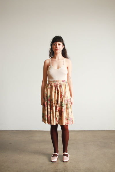1990s Ralph Lauren Rodeo Print Midi Skirt