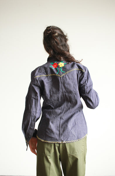 1970s Deadstock Indian Denim Embroidered Jacket
