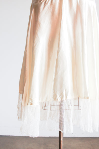 1920s Ivory Liquid Satin Ruched Dropwaist Dress