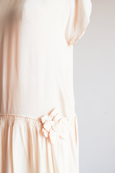1920s Ivory Silk Drop Waist Dress
