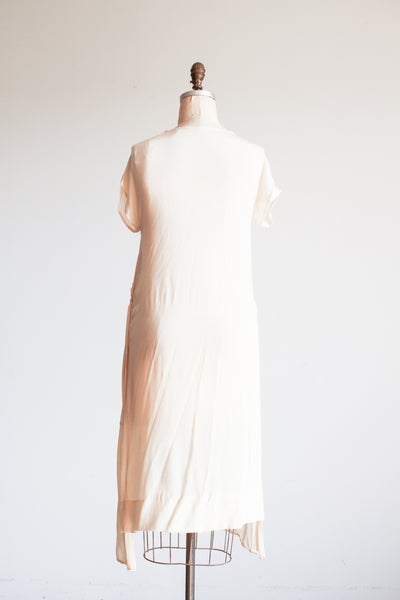 1920s Ivory Silk Drop Waist Dress