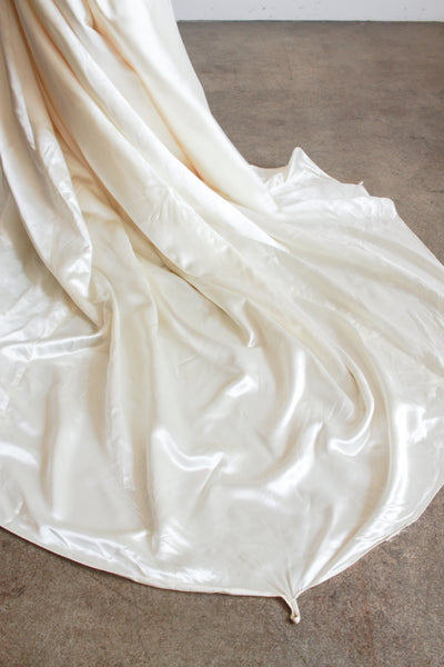 1950s Ivory Silk Satin Basque Waist Gown