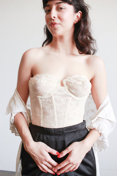 1950s Cream Backless Lace Corset