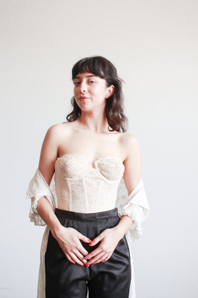 1950s Cream Backless Lace Corset