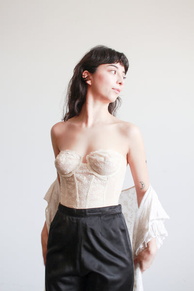 1950s Cream Backless Lace Corset