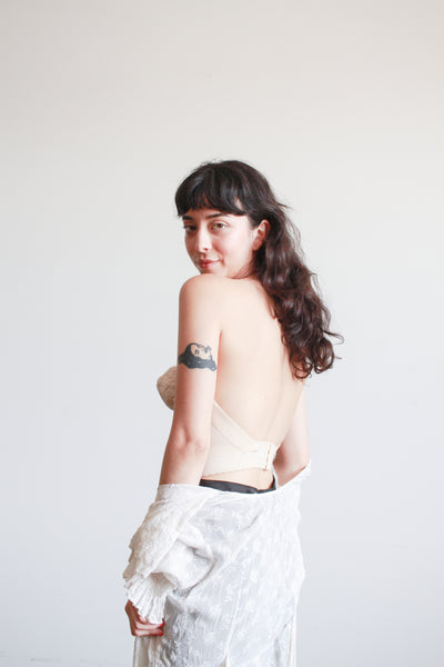 1950s Cream Backless Lace Corset
