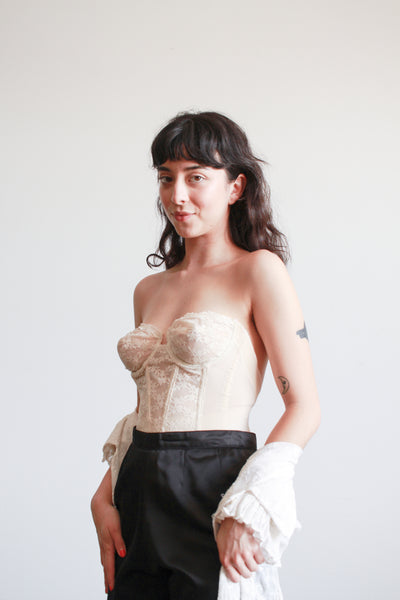 1950s Cream Backless Lace Corset