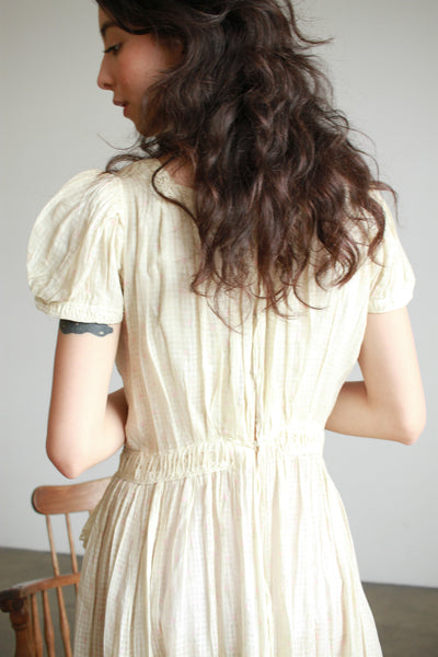 Antique Edwardian Cotton Batiste Ruffled Dress