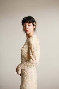 1930s Cream Devore Silk Velvet Gown