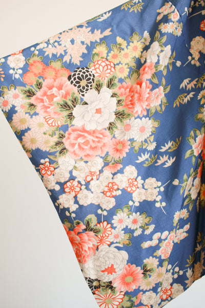 1980s Japanese Cotton Motif Kimono Rose