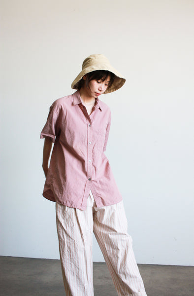 1980s Rose Pinstriped Cotton Button Up Blouse