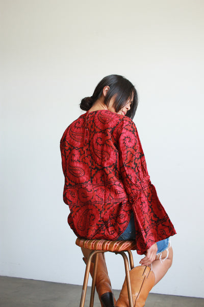 1970s Deadstock Indian Paisley Print Cotton Tunic