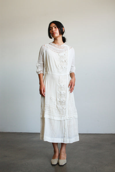 Edwardian Cotton Viole Embroidered Lawn Dress