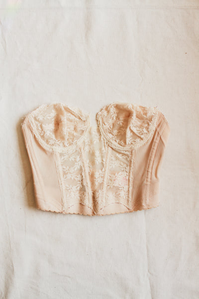 1950s Cream Backless Lace Corset