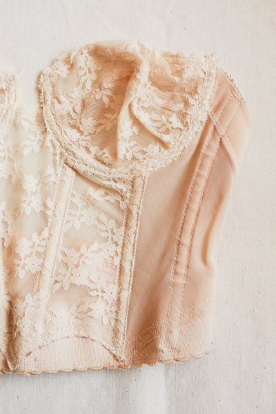 1950s Cream Backless Lace Corset