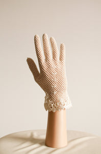 1930s Cream Crochet Knit Gloves