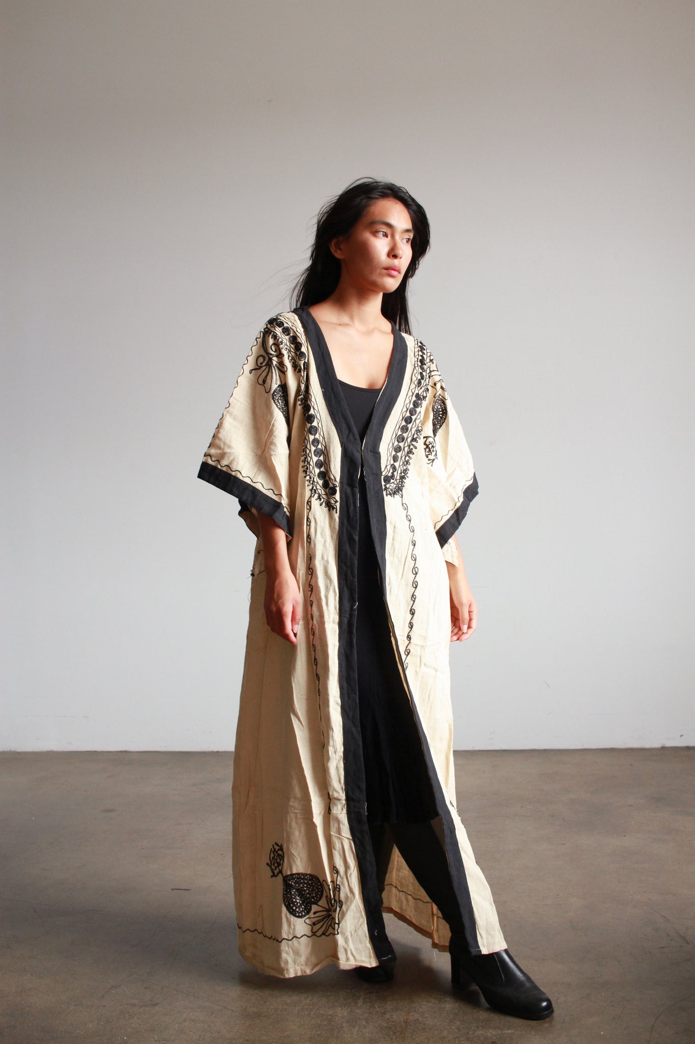 1970s Deadstock Indian Embroidered Caftan Duster
