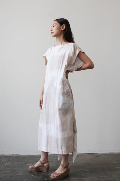 1980s Plantation Tie-Dye Asymmetrical Dress
